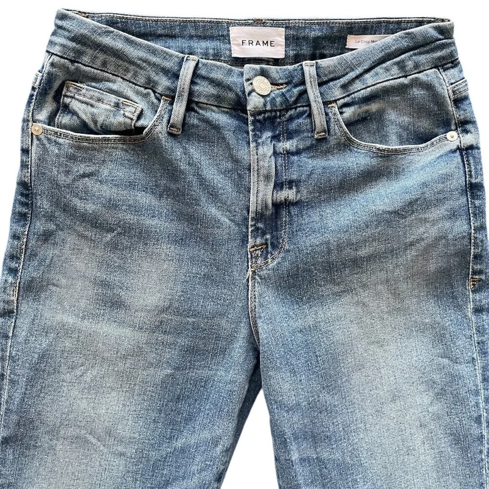 FRAME Le Crop Mini Bootcut Jeans w/ Raw Hem - Cairo Wash – Size 28 - Picture 10 of 10